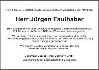 Anzeige von Jürgen Faulhaber von MGO