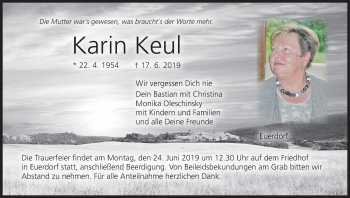 Anzeige von Karin Keul von MGO