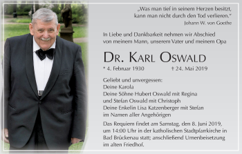 Anzeige von Karl Oswald von MGO