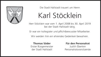 Anzeige von Karl Stöcklein von MGO