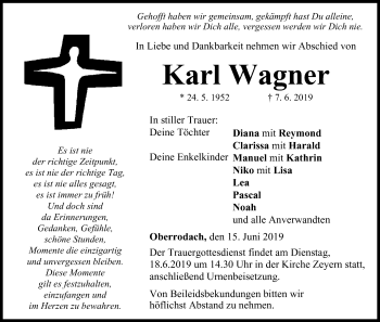 Anzeige von Karl Wagner von MGO