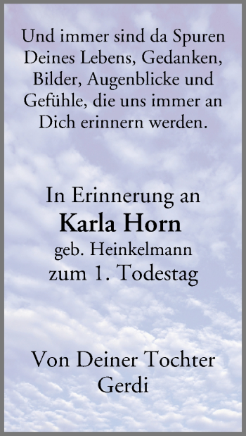 Anzeige von Karla Horn von MGO