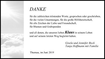 Anzeige von Klaus Bock von MGO