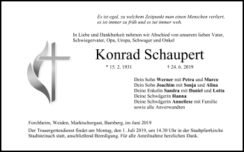 Anzeige von Konrad Schaupert von MGO