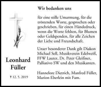 Anzeige von Leonhard Füller von MGO