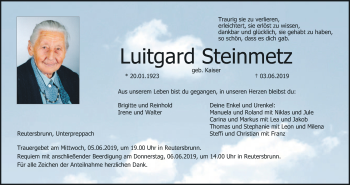 Anzeige von Luitgard Steinmetz von MGO