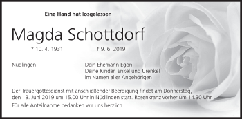 Anzeige von Magda Schottdorf von MGO
