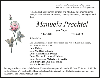 Anzeige von Manuela Prechtel von MGO