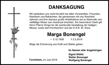 Anzeige von Marga Bonengel von MGO
