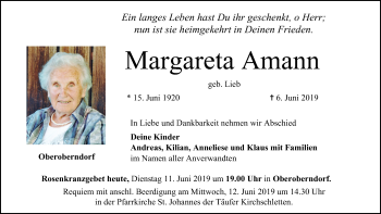 Anzeige von Margareta Amann von MGO