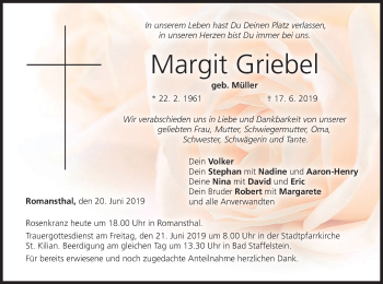 Anzeige von Margit Griebel von MGO