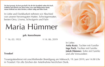 Anzeige von Maria Hümmer von MGO