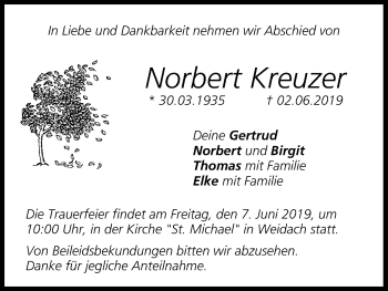 Anzeige von Norbert Kreuzer von MGO