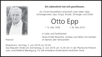 Anzeige von Otto Epp von MGO
