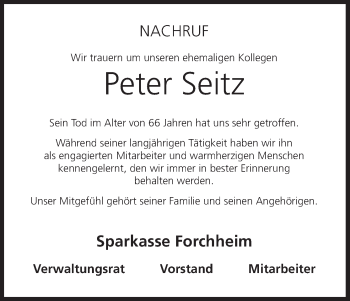 Anzeige von Peter Seitz von MGO