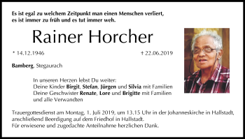 Anzeige von Rainer Horcher von MGO