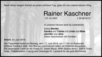 Anzeige von Rainer Kaschner von MGO