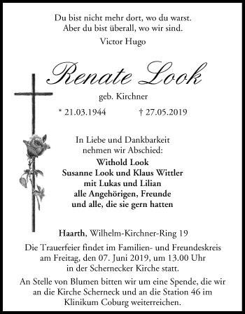 Anzeige von Renate Look von MGO