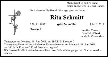 Anzeige von Rita Schmitt von MGO