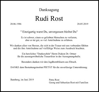 Anzeige von Rudi Rost von MGO