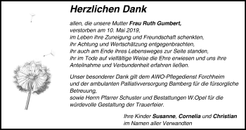 Anzeige von Ruth Gumbert von MGO