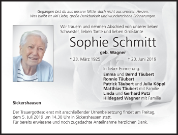 Anzeige von Sophie Schmitt von MGO