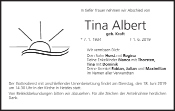 Anzeige von Tina Albert von MGO