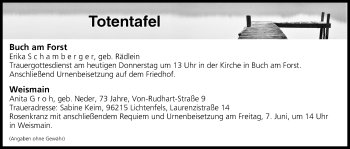 Anzeige von Totentafel vom 06.06.2019 von MGO
