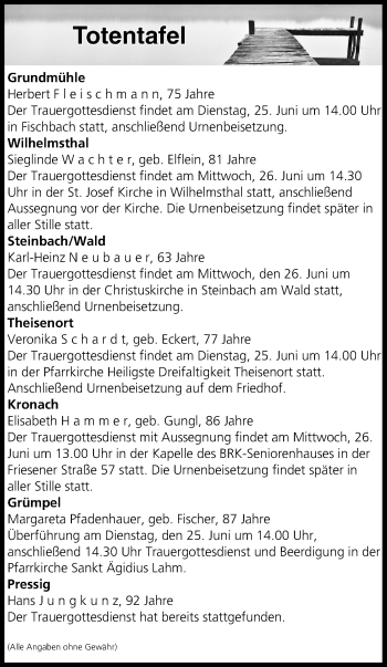 Anzeige von Totentafel vom 25.06.2019 von MGO