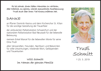 Anzeige von Trudi Schmitt von MGO