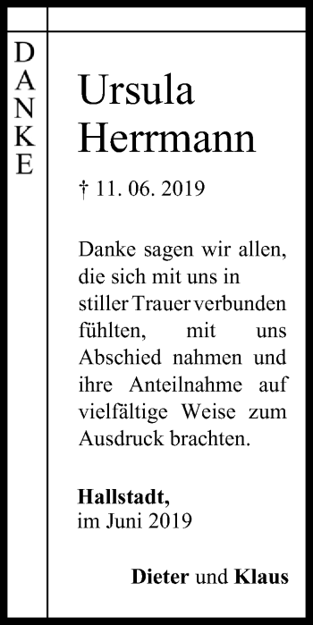 Anzeige von Ursula Herrmann von MGO