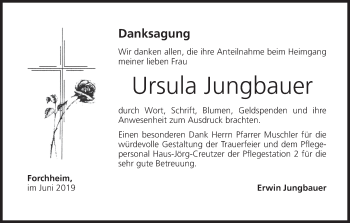 Anzeige von Ursula Jungbauer von MGO