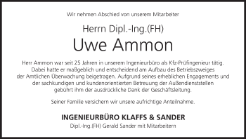 Anzeige von Uwe Ammon von MGO