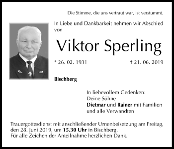Anzeige von Viktor Sperling von MGO