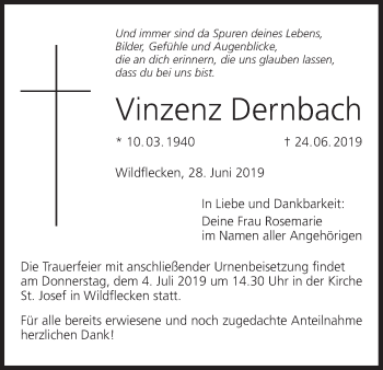 Anzeige von Vinzenz Dernbach von MGO