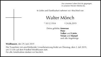 Anzeige von Walter Mönch von MGO