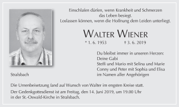 Anzeige von Walter Wiener von MGO