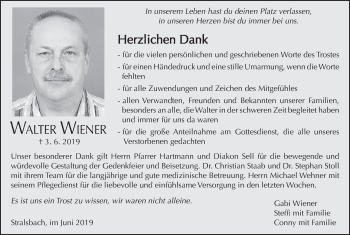 Anzeige von Walter Wiener von MGO