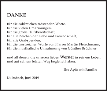 Anzeige von Werner Apitz von MGO