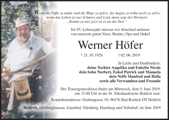 Anzeige von Werner Höfer von MGO