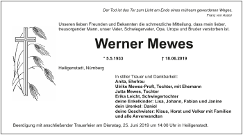 Anzeige von Werner Mewes von MGO