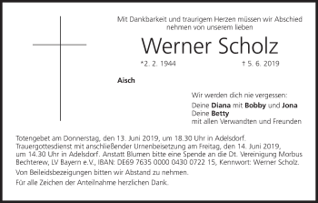 Anzeige von Werner Scholz von MGO