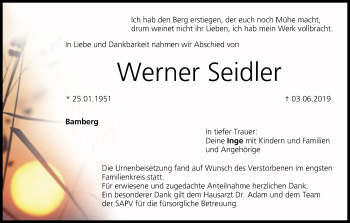 Anzeige von Werner Seidler von MGO
