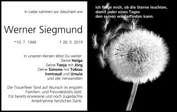 Anzeige von Werner Siegmund von MGO