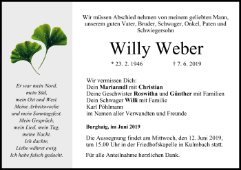 Anzeige von Willy Weber von MGO