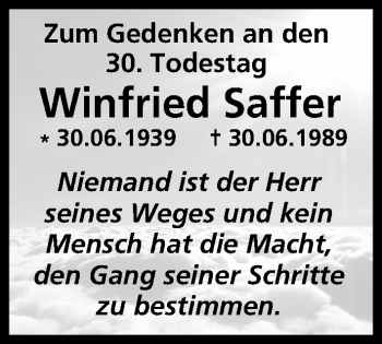 Anzeige von Winfried Saffer von MGO