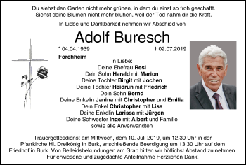 Anzeige von Adolf Buresch von MGO