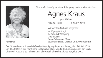 Anzeige von Agnes Kraus von MGO