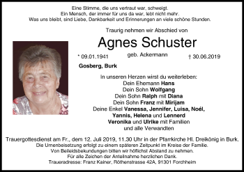Anzeige von Agnes Schuster von MGO