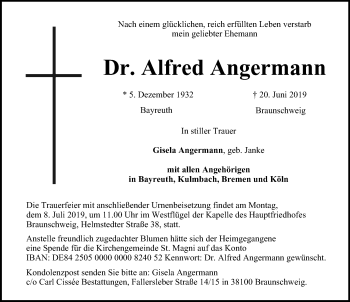 Anzeige von Alfred Angermann von MGO